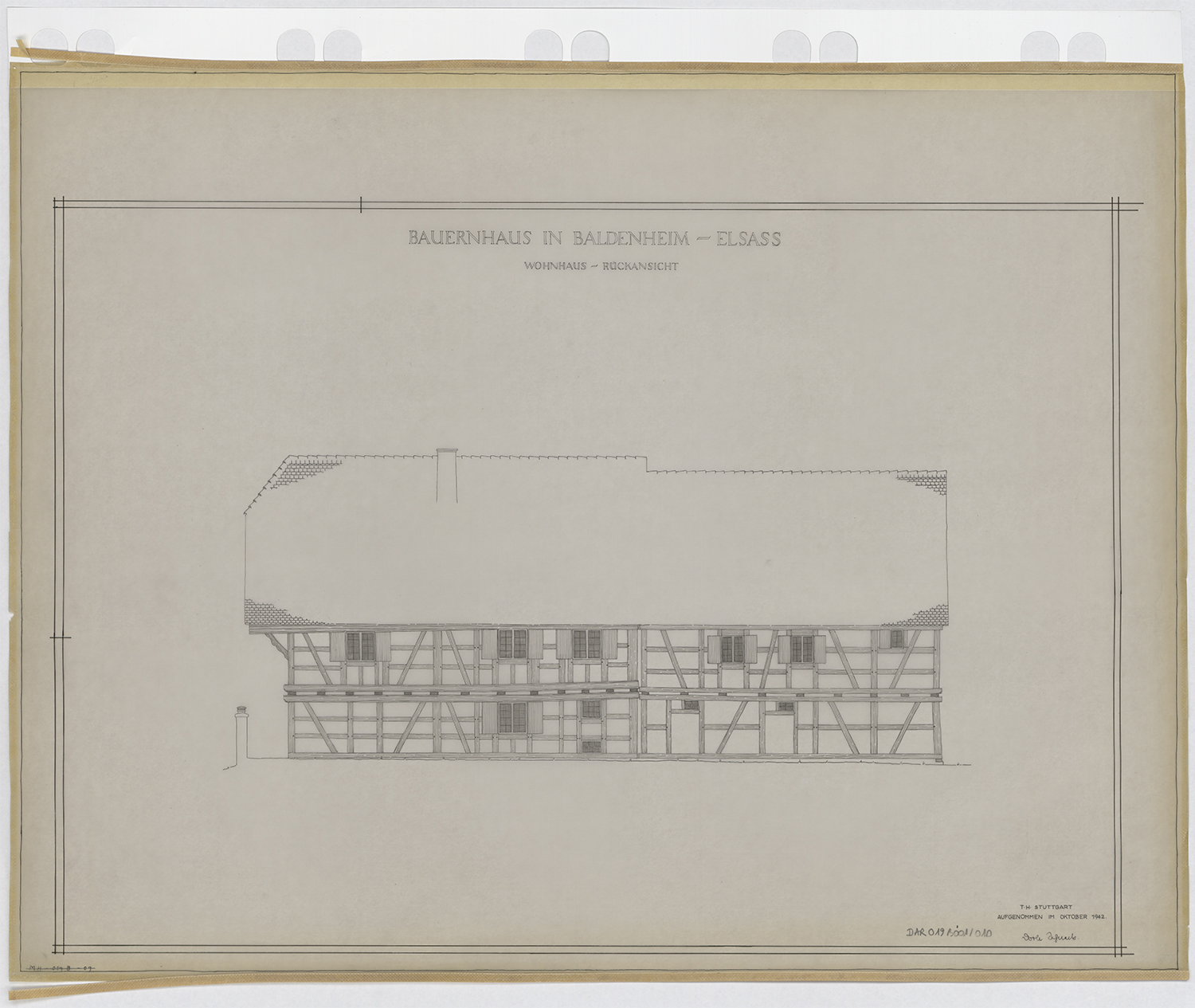 Façade postérieure du corps logis/étables.